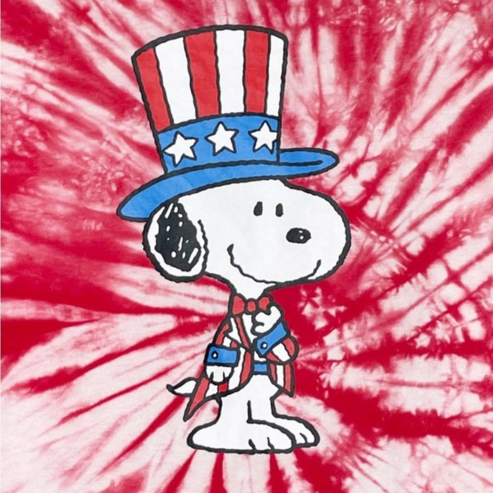 Peanuts Snoopy Red and White Tie Dye Patriotic Tee